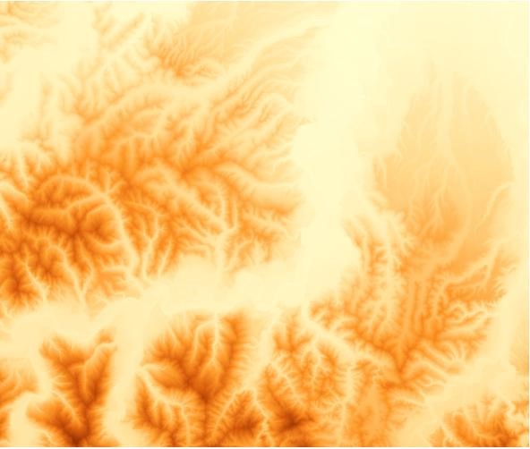 Modello digitale del terreno (DTM) visualizzato in ambiente Qgis