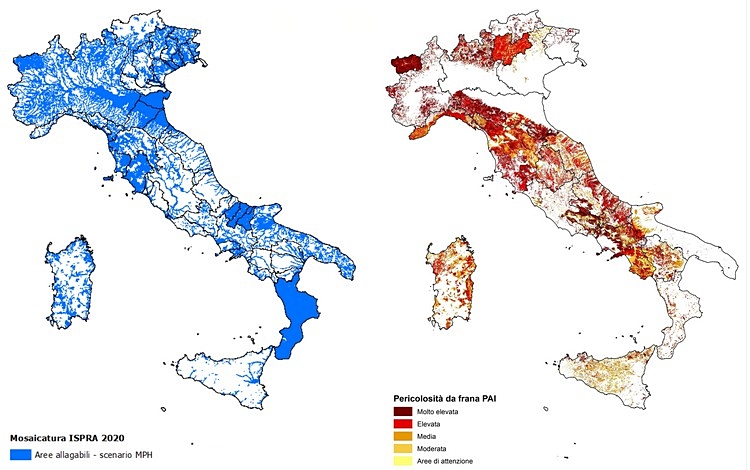 Dati ambientali 2021; la stima della popolazione italiana esposta a frane e alluvioni