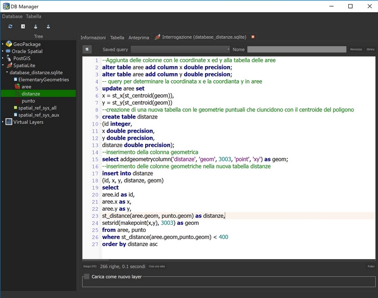 Geodatabase, query spaziale in QGIS con DBManager