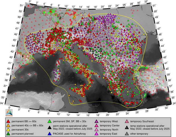 AdriaArray: concluso il monitoraggio sismico europeo della placca adriatica