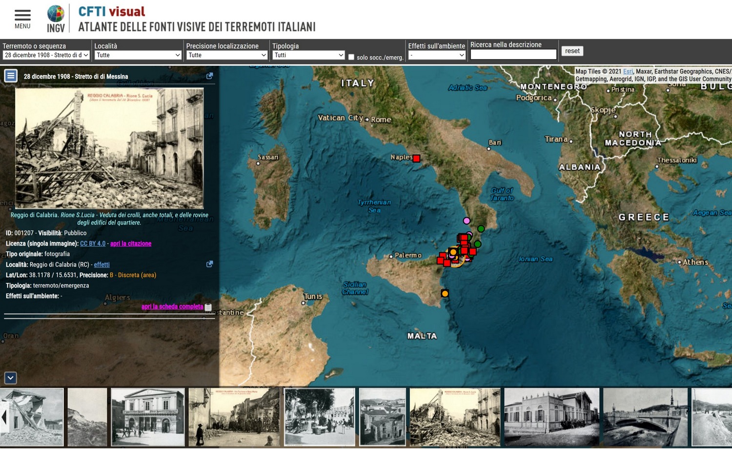 CFTIvisual, Atlante delle fonti visive dei terremoti italiani