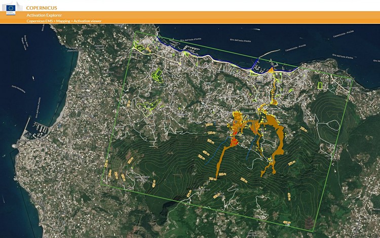 Copernicus, Mudflow in Ischia, map viewer