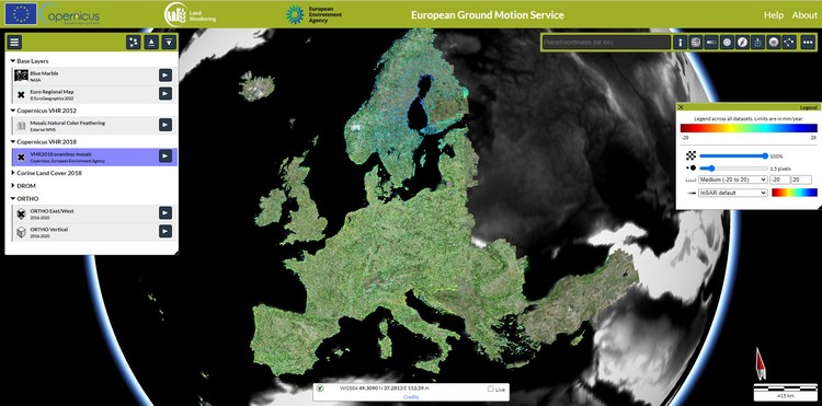 Online l'European Ground Motion Service (EGMS)