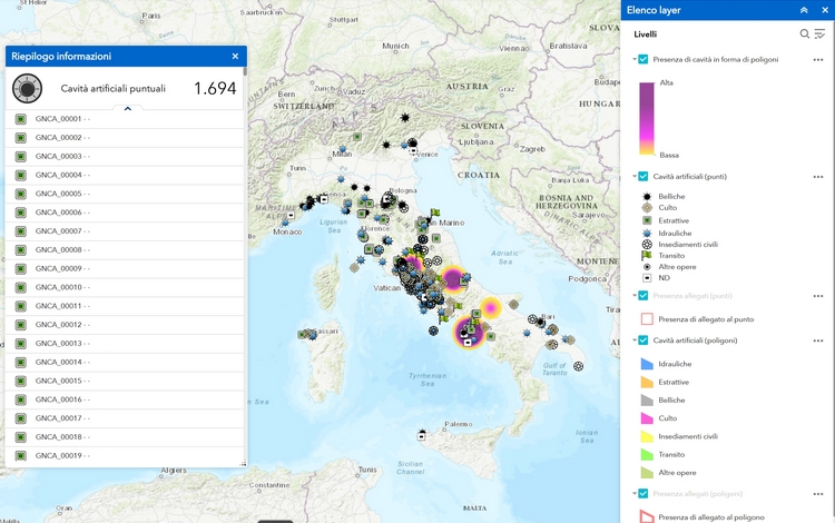 Cavità artificiali: online il nuovo geodatabase