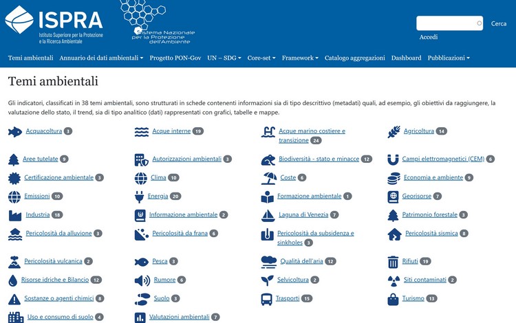 ISPRA, nuova banca dati indicatori ambientali