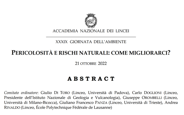 Convegno ai Lincei | Pericolosità e rischi naturali: come migliorarci?