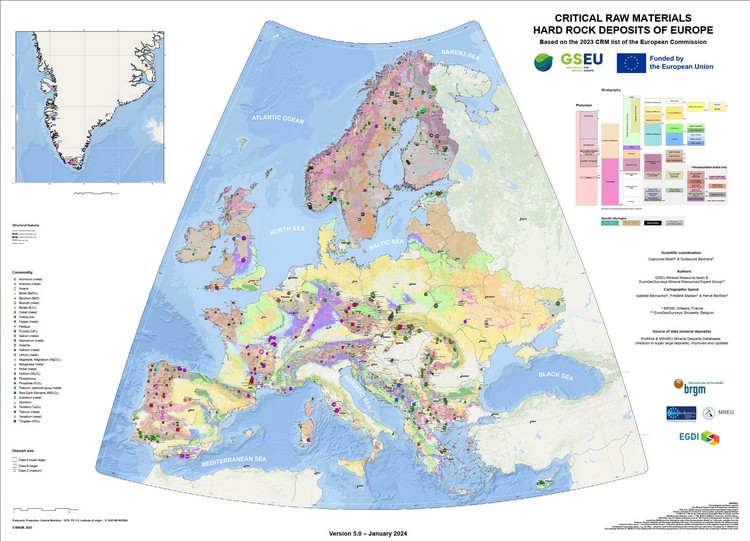 Carta dei depositi delle materie prime critiche in Europa