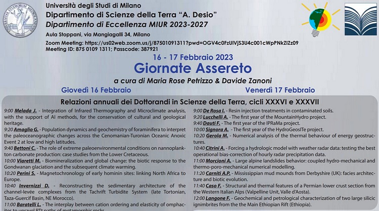 Giornate Assereto 2023 - Dipartimento di Scienze della Terra Ardito Desio