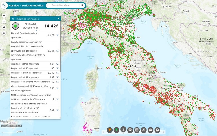 MOSAICO, il sistema informativo nazionale sui siti contaminati