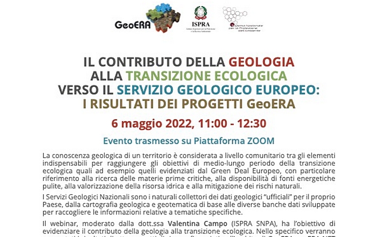 Il contributo della geologia alla transizione ecologica verso il servizio geologico europeo: i risultati dei progetti GeoERA