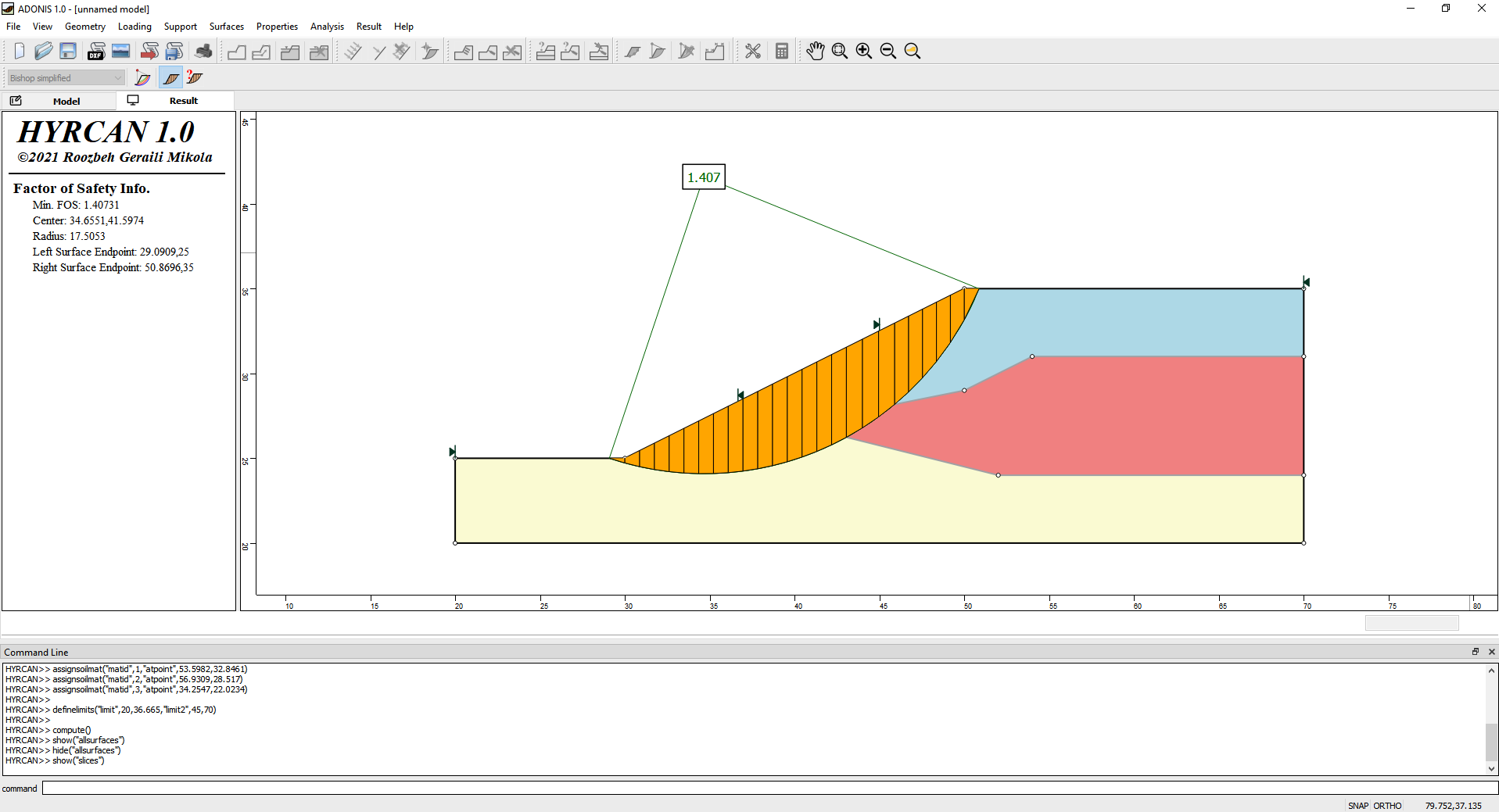 HYRCAN, programma gratuito analisi stabilità 2D dei pendii