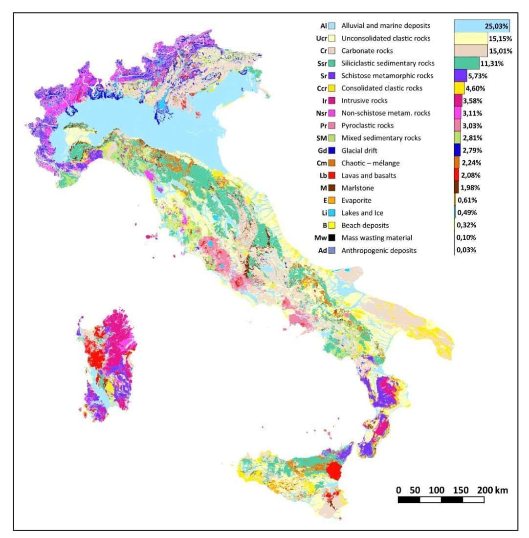 A new digital Lithological Map of Italy at 1:100.000 scale for geo-mechanical modelling