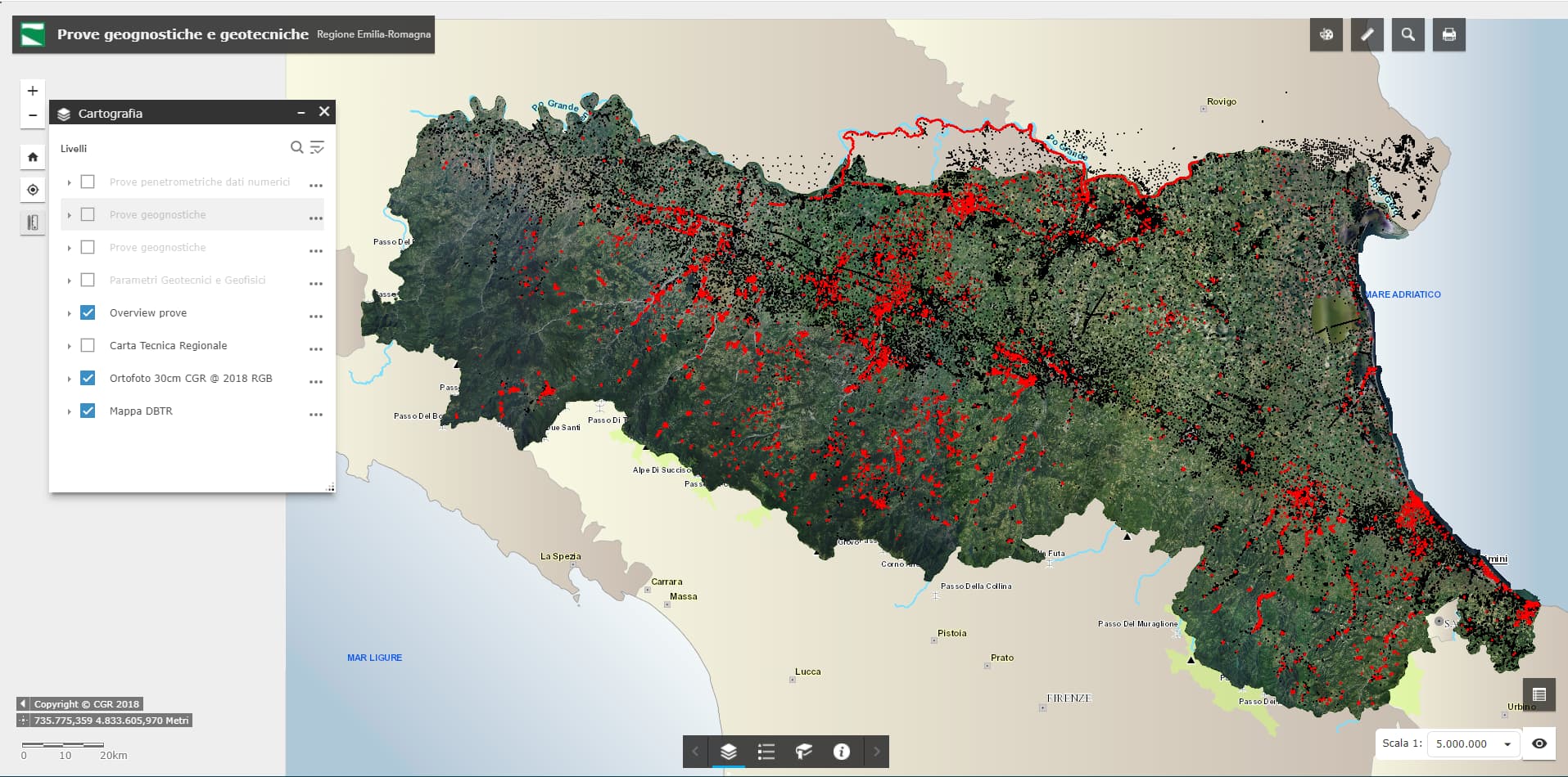 Emilia Romagna, nuova cartografia online per la consultazione della banca dati delle prove geognostiche