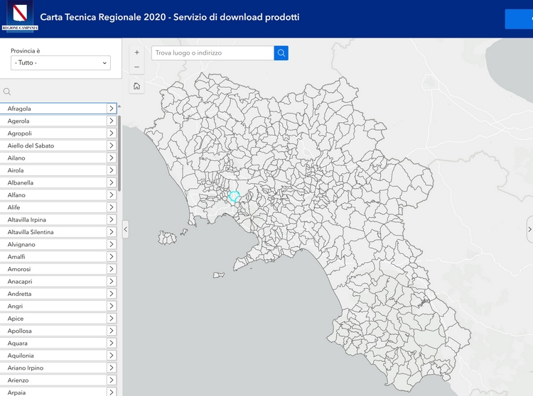 Campania: disponibili online i dati cartografici regionali