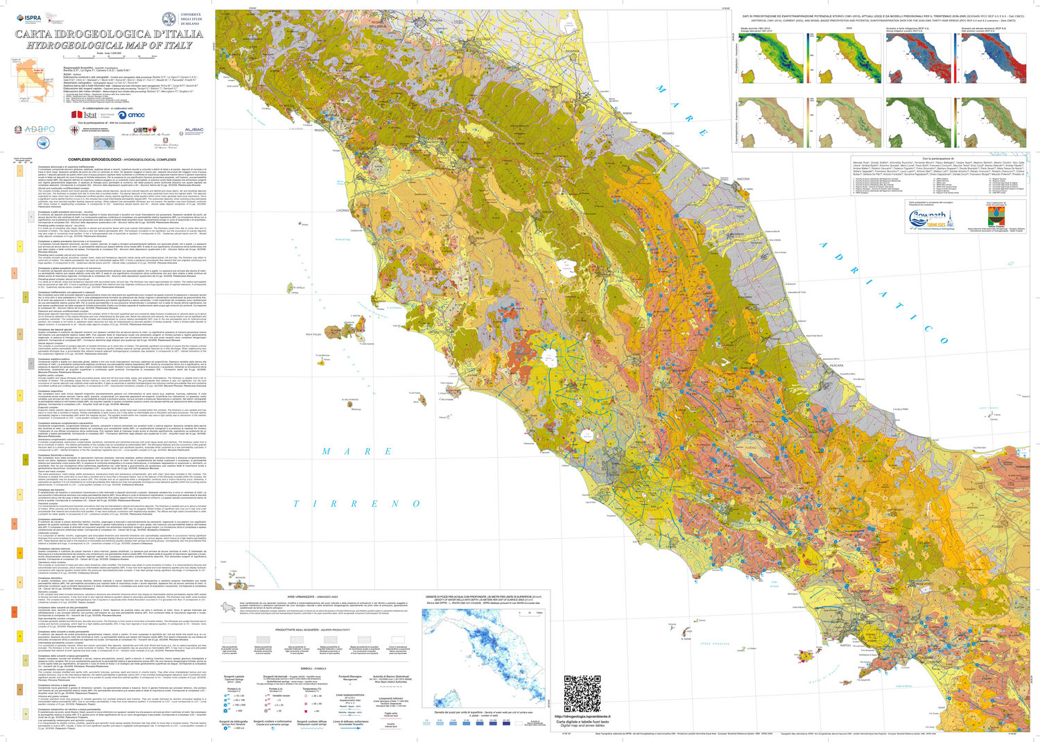 Online la nuova Carta Idrogeologica d’Italia alla scala 1:500.000