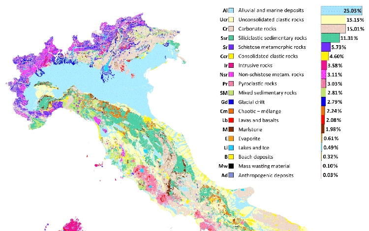 Carta litologica digitale d'Italia per la modellazione geomeccanica, scala 1:100.000