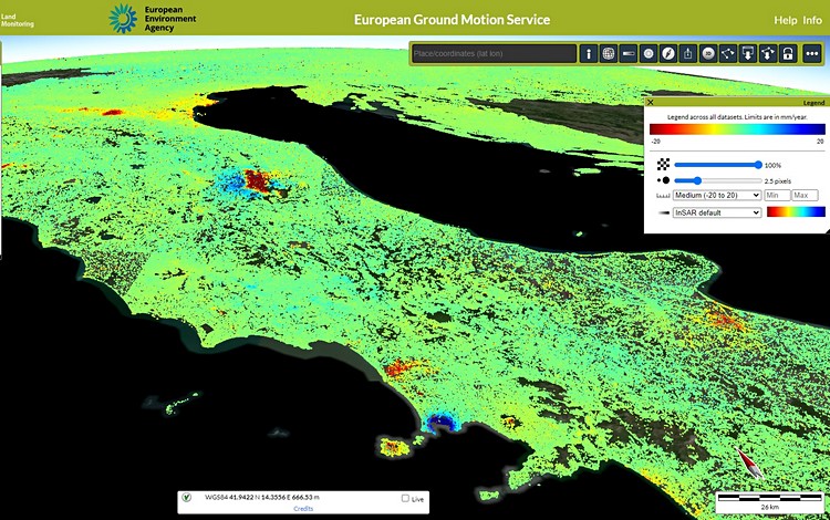 European Ground Motion Service, disponibile aggiornamento 2021