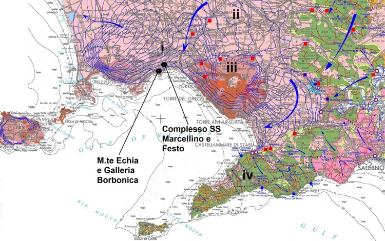 Le acque sotterranee nelle aree a Est e a Sud di Napoli.