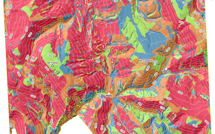 Mappa combinata della suscettibilità da frana, caso studio di Visso (Macerata, Marche)