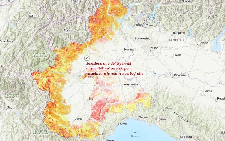 Piemonte, nuove mappe di suscettibilità per fenomeni di versante