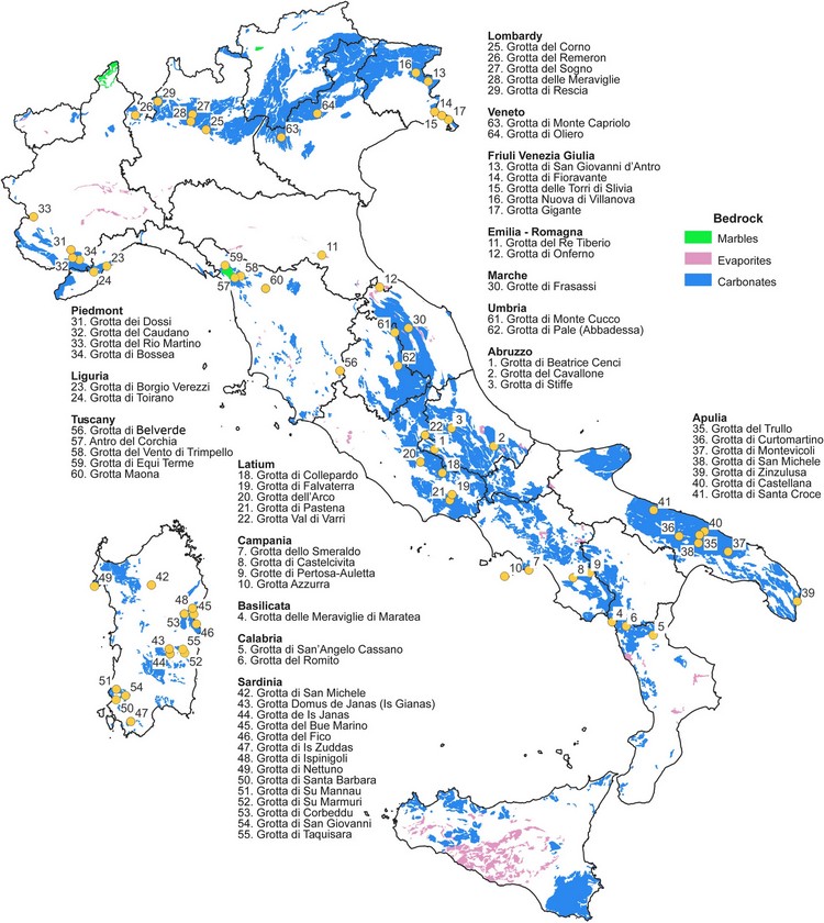 Geodiversità delle grotte turistiche italiane, una panoramica