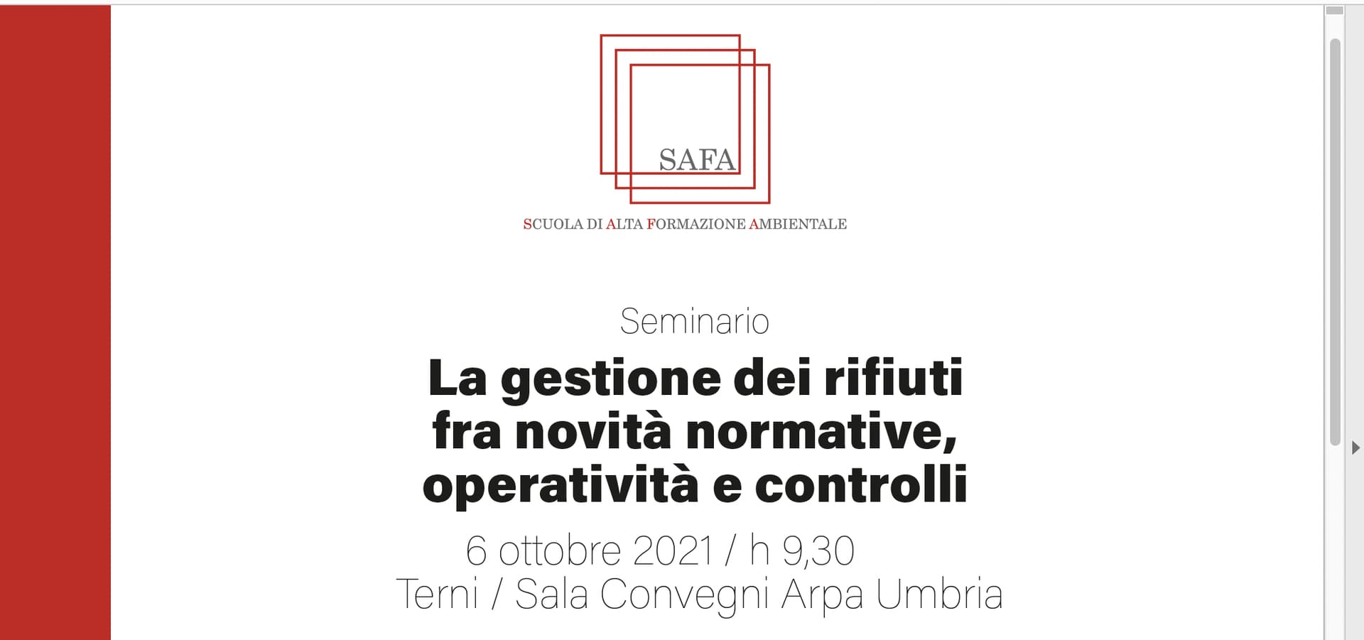 Seminario 'La gestione dei rifiuti fra novità normative, operatività e controlli'