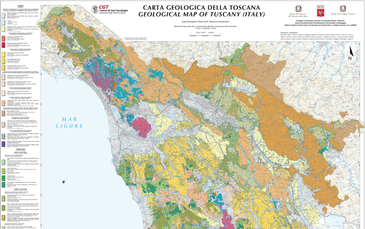 Carta geologica della Toscana, scala 1:300.000