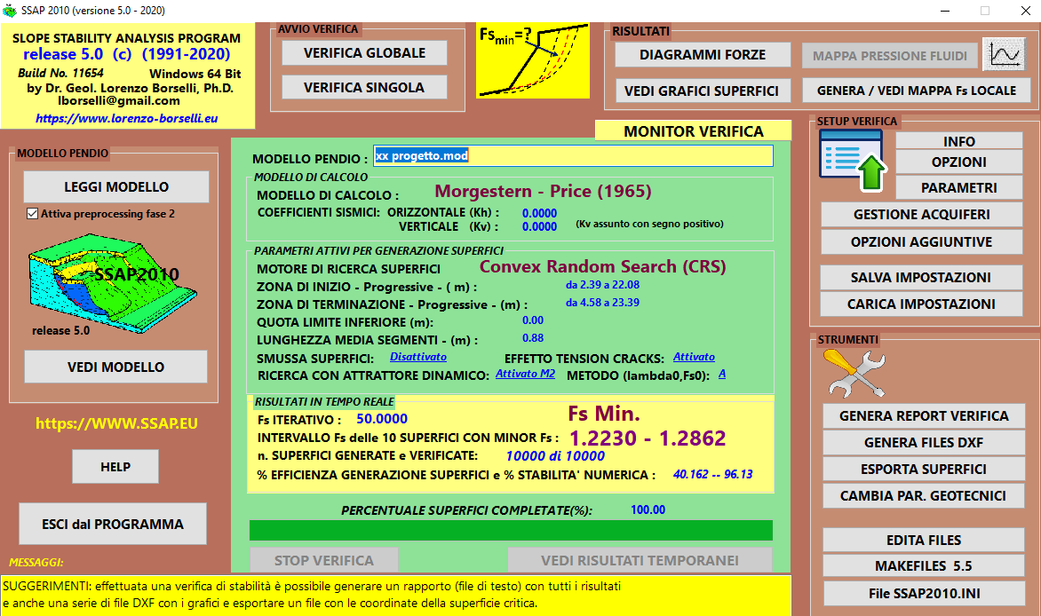 SSAP2010, software freeware per la verifica della stabilità dei pendii