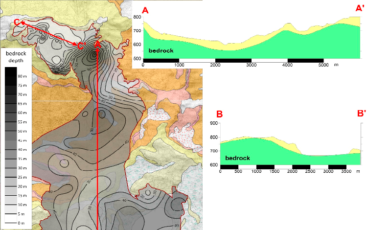 Enna, ricostruzione della profondità del bedrock sismico