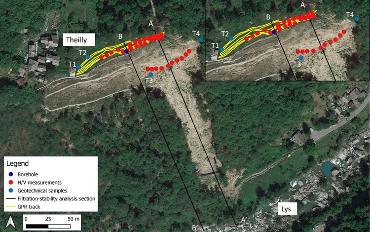 Frana di Theilly, indagini geofisiche per la ricostruzione del modello geologico-tecnico