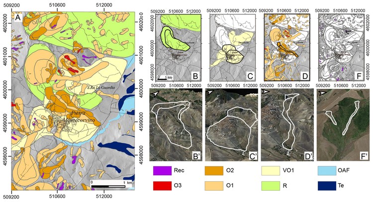 Subappennino dauno, Carta inventario delle frane di tipo geomorfologico