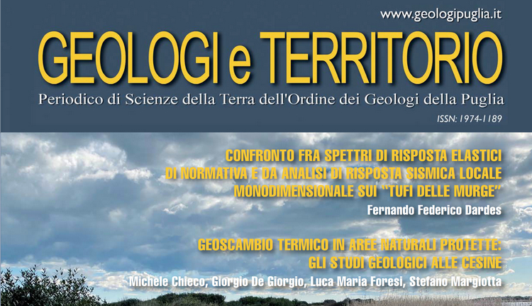 Geologi e Territorio, online il periodico dell'Ordine dei geologi della Puglia