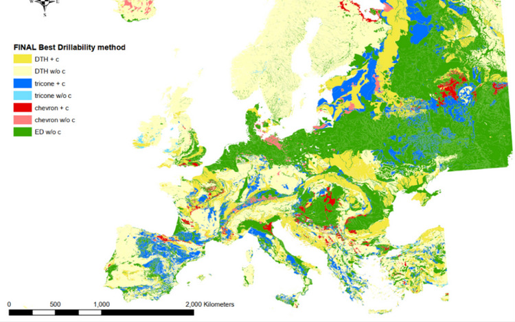Geotermia a bassa entalpia, mappe di perforabilità su scala europea