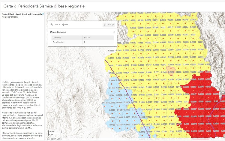 Regione Umbria, online le versioni interattive della classificazione sismica