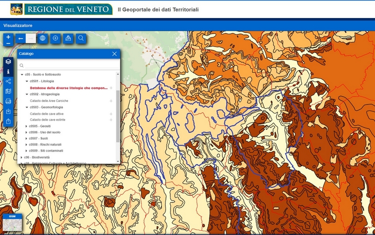 Regione Veneto, cartografia geologica on-line