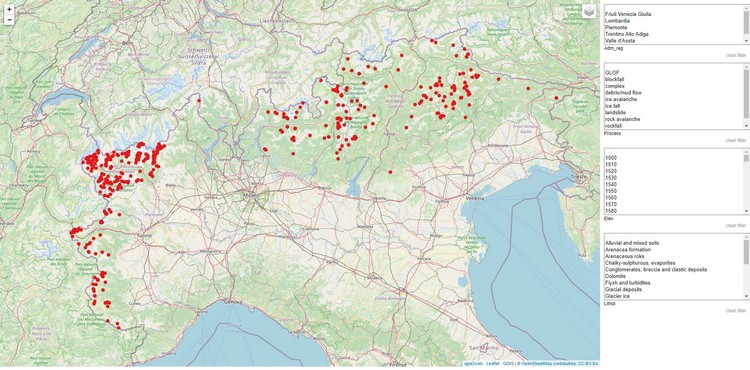 Catasto delle frane di alta quota nelle Alpi italiane