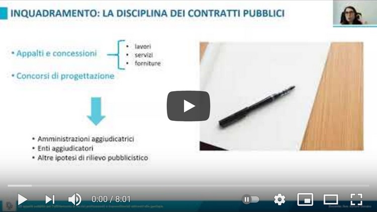 Geologia e appalti pubblici: le procedure di affidamento dei servizi professionali e imprenditoriali (Lez.1)